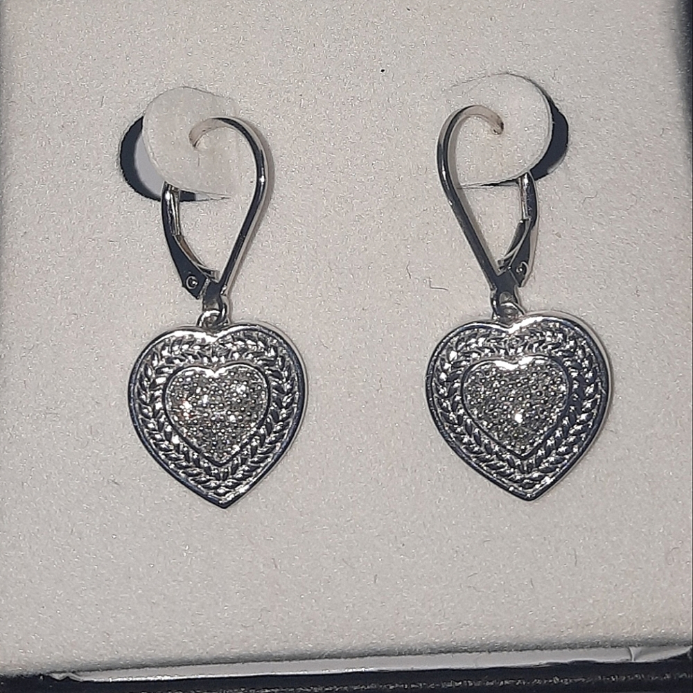 Vintage sterling silver diamond cluster earrings